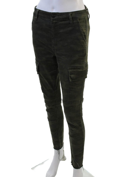 Joes Jeans Womens Zipper Fly Mid Rise Camofulage Fringe Pants Green Size 26