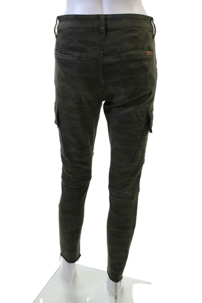 Joes Jeans Womens Zipper Fly Mid Rise Camofulage Fringe Pants Green Size 26