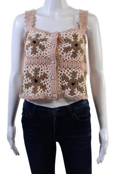 Favorite Daughter Womens Floral Crochet Front Button Top - Daisy Crochet Size X