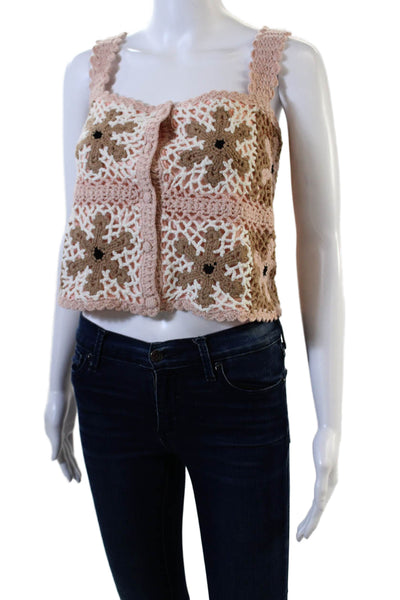 Favorite Daughter Womens Floral Crochet Front Button Top - Daisy Crochet Size X