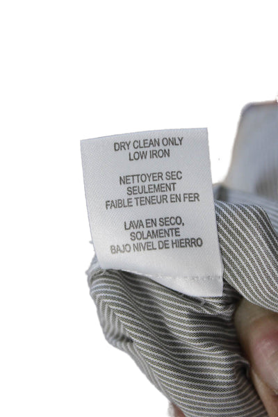 Worth New York Womens Button Front Collared Striped Shirt Gray White Size Small
