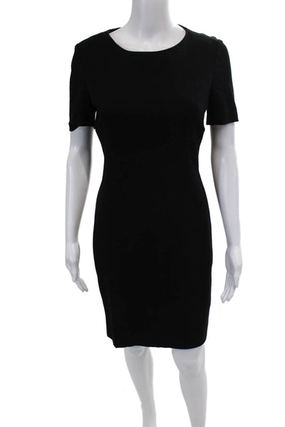 T Tahari  Women's Round Neck Short Sleeves Mini Shift Dress Black Size S