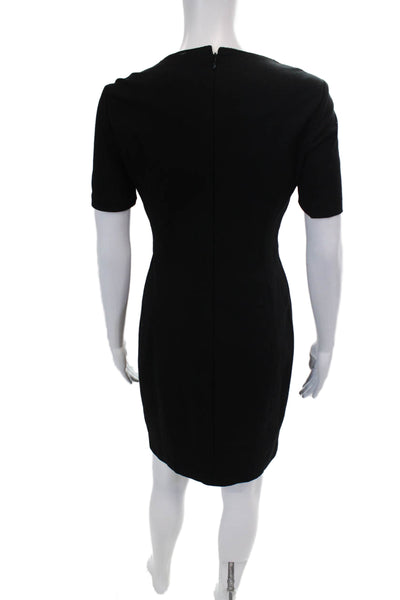 T Tahari  Women's Round Neck Short Sleeves Mini Shift Dress Black Size S