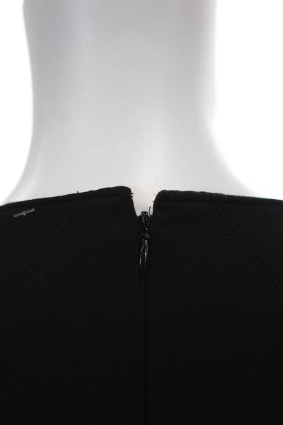 T Tahari  Women's Round Neck Short Sleeves Mini Shift Dress Black Size S