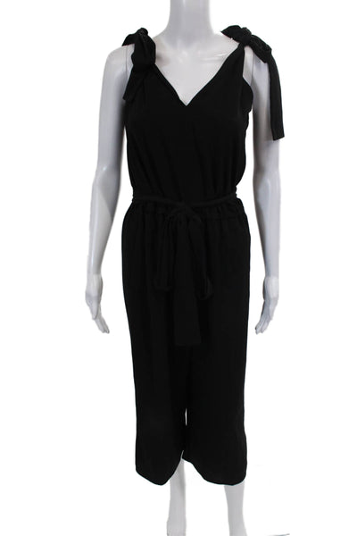 Michael Michael Kors Womens V-Neck Sleeveless Straight Leg Jumpsuit Black Size S