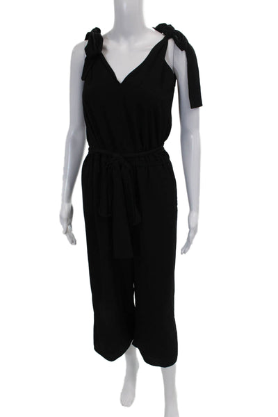 Michael Michael Kors Womens V-Neck Sleeveless Straight Leg Jumpsuit Black Size S