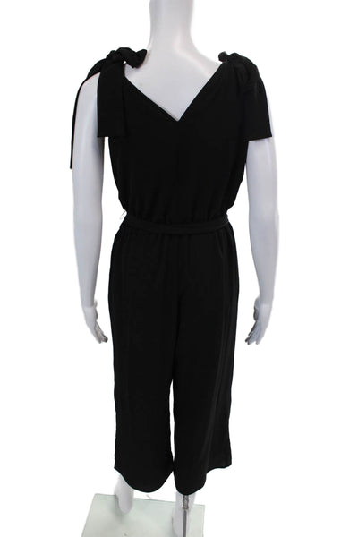 Michael Michael Kors Womens V-Neck Sleeveless Straight Leg Jumpsuit Black Size S