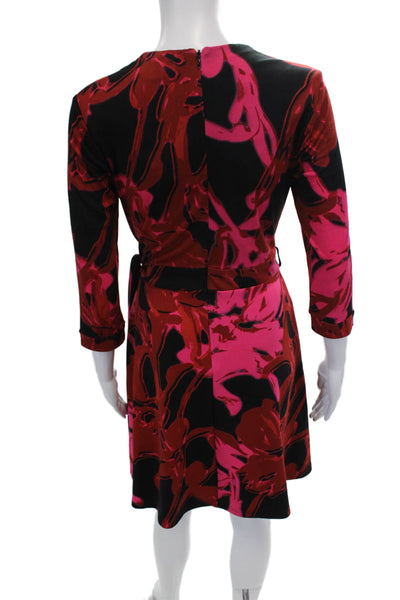 Taylor Women's Short Sleeves Wrap Tie Belt Mini Dress Abstract Print Size 2