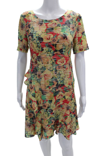Nanette Lepore Women's Silk Short Sleeves Ruffle Floral Mini Dress Size 6