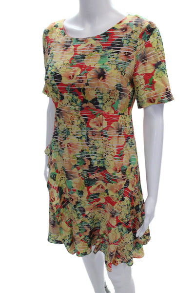 Nanette Lepore Women's Silk Short Sleeves Ruffle Floral Mini Dress Size 6