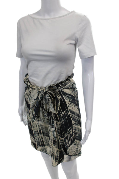 Magaschoni Collection Women's Paper Bag Waist Unlined Mini Skirt Black  Size S