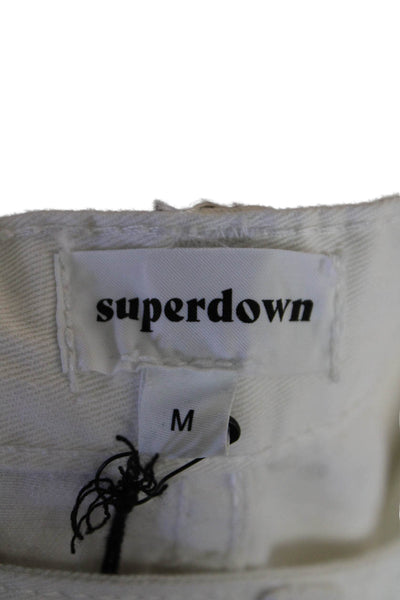 Superdown Womens High Rise Straight Leg Cargo Pants White Cotton Size Medium