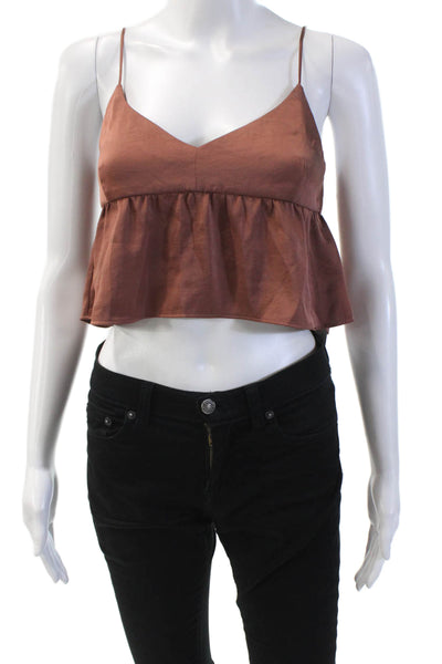 Wilfred Womens V Neck Cropped Tank Top Brass Brown Size Extra Extra Small