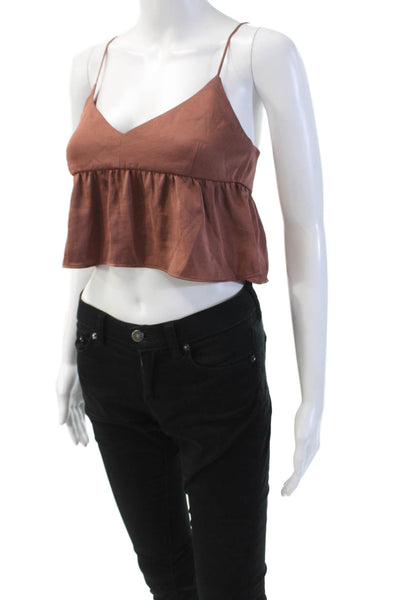 Wilfred Womens V Neck Cropped Tank Top Brass Brown Size Extra Extra Small