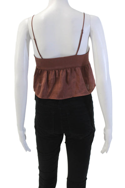 Wilfred Womens V Neck Cropped Tank Top Brass Brown Size Extra Extra Small