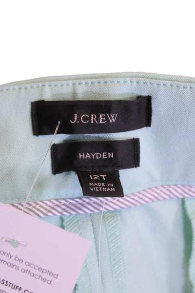 J Crew Womens Cotton Pocketed Flat Front Wide Leg Pants Light Blue Size 12
