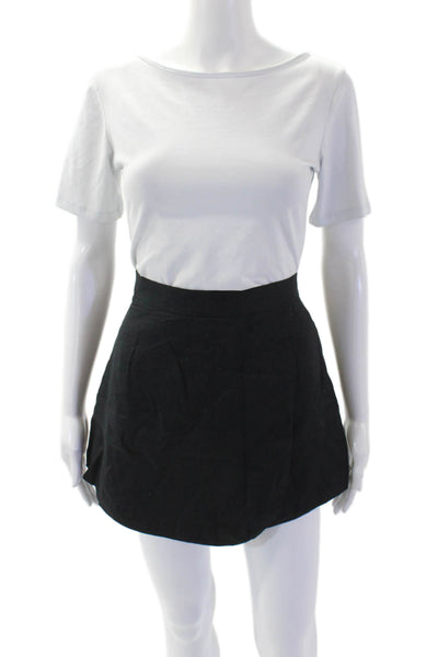 Parentezi Womens Linen Draped Back Zipped Mini A-Line Skort Black Size S