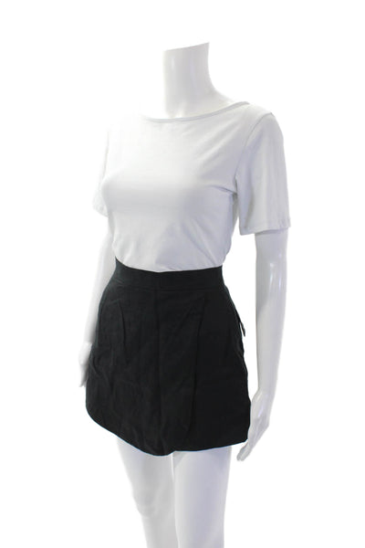 Parentezi Womens Linen Draped Back Zipped Mini A-Line Skort Black Size S