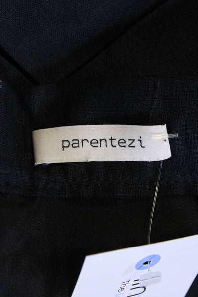 Parentezi Womens Linen Draped Back Zipped Mini A-Line Skort Black Size S