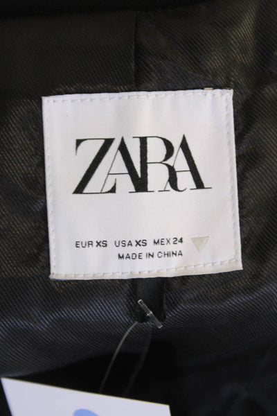 Zara Womens Collared Buttoned Darted Long Sleeve Blazer Jacket Black Size XS