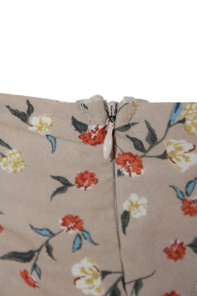 J.O.A. Womens Ruched Detail Floral Print Ruffled Strap Dress Beige Size L