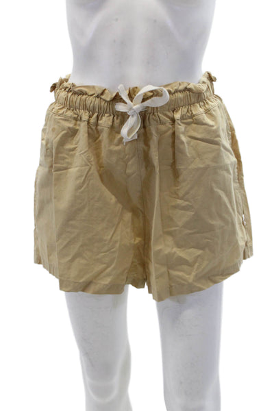 Araminta James Womens Paperbag Waist High Rise Shorts Khaki Beige Size Small
