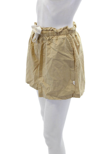 Araminta James Womens Paperbag Waist High Rise Shorts Khaki Beige Size Small
