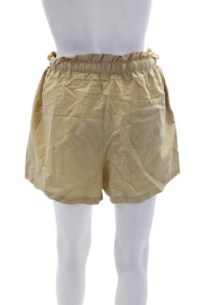 Araminta James Womens Paperbag Waist High Rise Shorts Khaki Beige Size Small