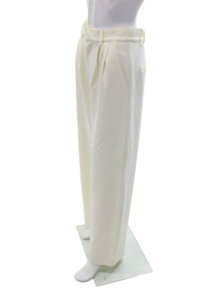 Sundays Womens Pleated Front High Rise Wide Leg Pants Creme White Size Small