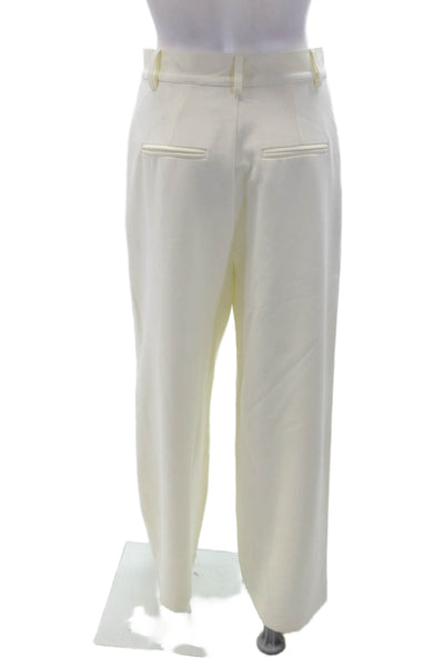 Sundays Womens Pleated Front High Rise Wide Leg Pants Creme White Size Small