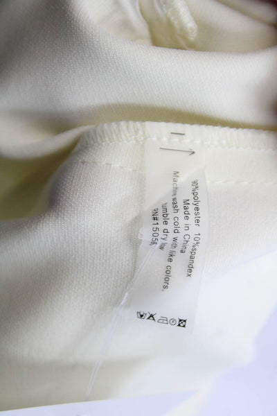 Sundays Womens Pleated Front High Rise Wide Leg Pants Creme White Size Small