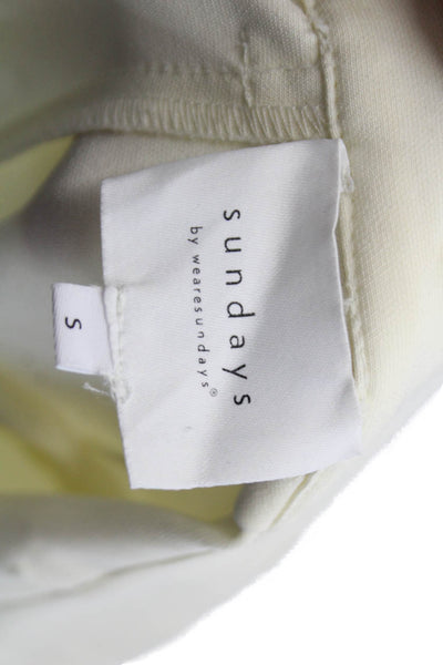 Sundays Womens Pleated Front High Rise Wide Leg Pants Creme White Size Small