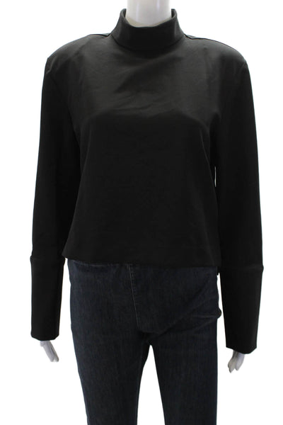 Parentezi Womens Mock Neck Long Flare Sleeves Blouse Black Size Extra Small