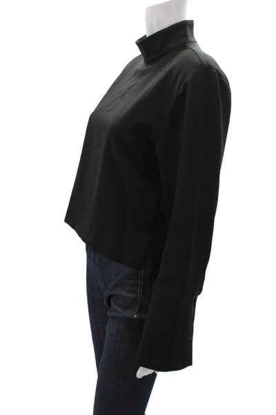 Parentezi Womens Mock Neck Long Flare Sleeves Blouse Black Size Extra Small