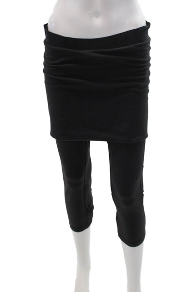 Lululemon Womens High Rise Pull On Cut Out Leg Capri Leggings Black Size 10
