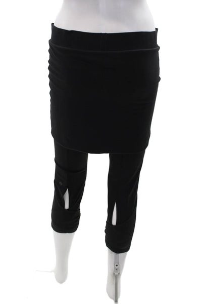 Lululemon Womens High Rise Pull On Cut Out Leg Capri Leggings Black Size 10