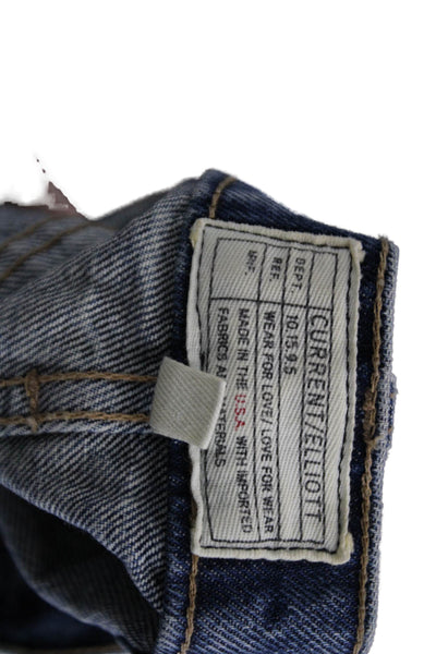 Current/Elliott Womens Re Engineered Straight Jeans Blue Cotton Size 30
