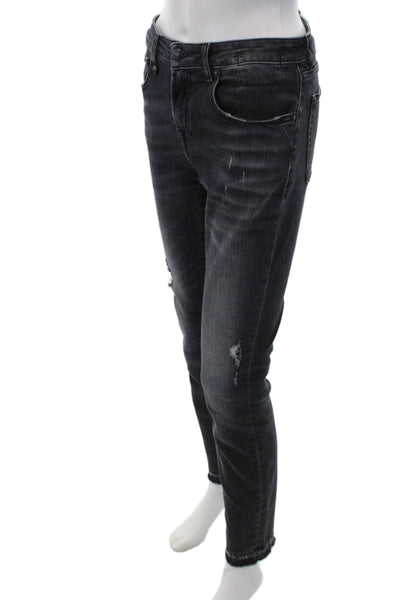 R13 Womens High Rise Alison Skinny Leg Jeans Strummer Black Cotton Size 30