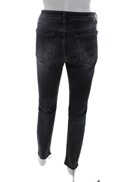 R13 Womens High Rise Alison Skinny Leg Jeans Strummer Black Cotton Size 30