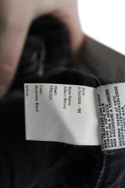 R13 Womens High Rise Alison Skinny Leg Jeans Strummer Black Cotton Size 30