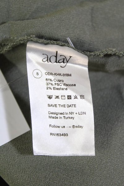 Aday Women's Round Neck Sleeveless Fit Flare Midi Dress Olive Green Size S