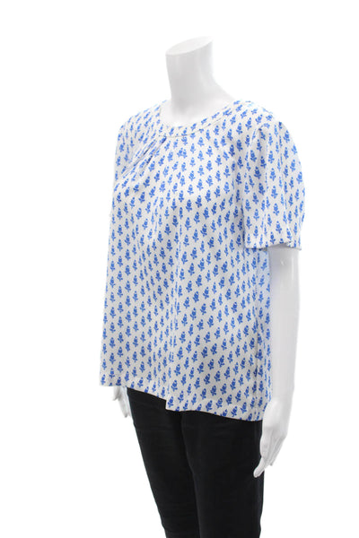 J Crew Womens Short Sleeve Pleated Back Cutout Detail Blouse White Size L