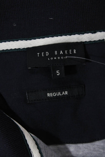 Ted Baker London Mens Cotton Collared Zippered Striped Polo Shirt Black Size L