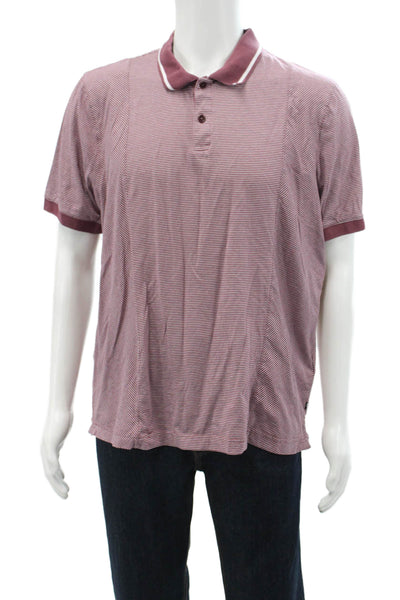 Ted Baker London Mens Collared Striped Short Sleeve Polo Shirt Purple Size 6