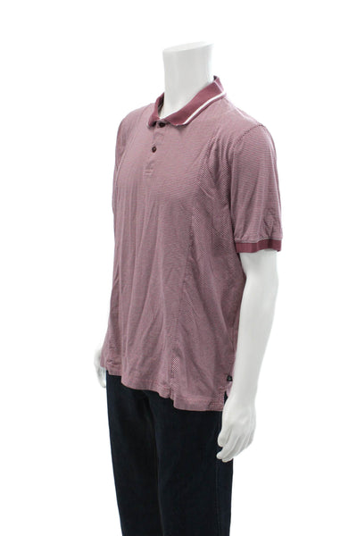 Ted Baker London Mens Collared Striped Short Sleeve Polo Shirt Purple Size 6
