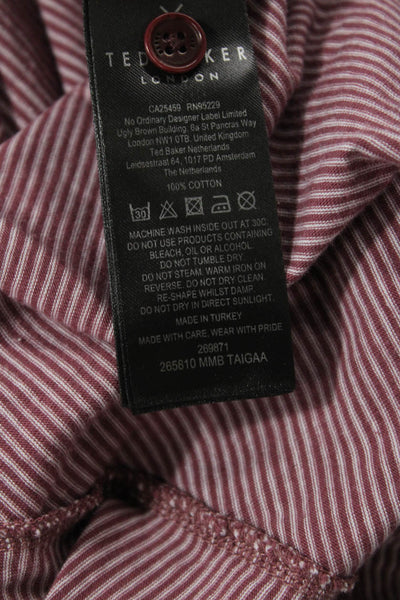 Ted Baker London Mens Collared Striped Short Sleeve Polo Shirt Purple Size 6
