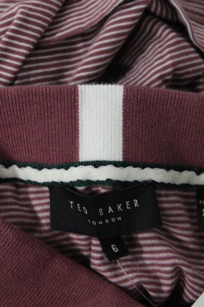 Ted Baker London Mens Collared Striped Short Sleeve Polo Shirt Purple Size 6