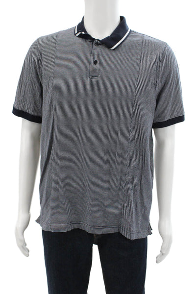 Ted Baker London Mens Cotton Short Sleeve Striped Polo Shirt Black Size 6