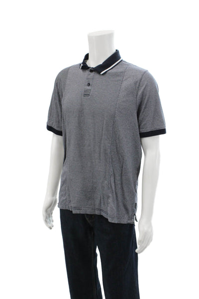 Ted Baker London Mens Cotton Short Sleeve Striped Polo Shirt Black Size 6