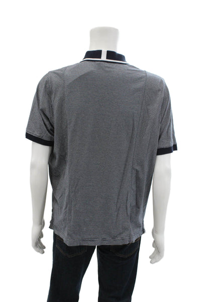 Ted Baker London Mens Cotton Short Sleeve Striped Polo Shirt Black Size 6